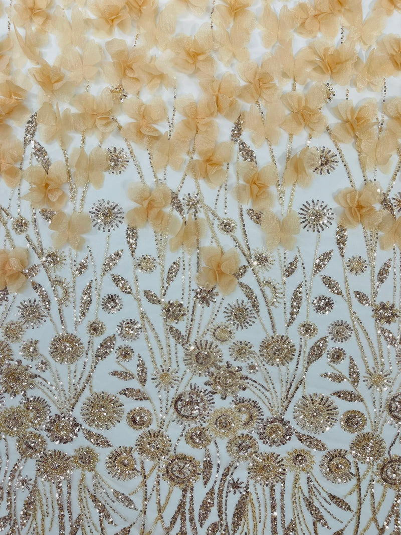 Luxury 3D Floral/Butterfly Beaded lace, by The Yard.