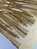 Damask design with sequins embroider on a 4 way stretch mesh fabric (By The Yard)