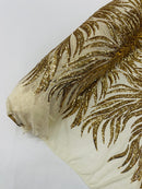 PHOENIX FEATHER SEQUIN ON STRETCH MESH FABRIC (By The Yard)