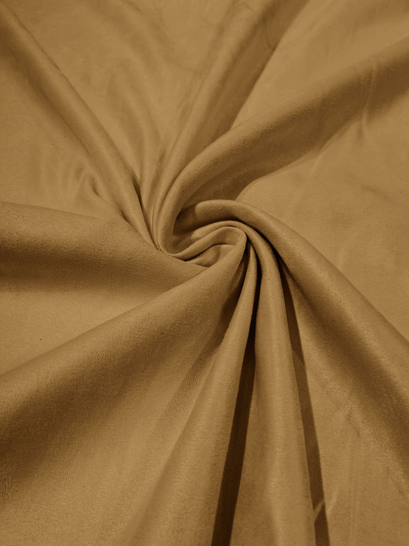 Gold Faux Suede Polyester Fabric | Microsuede | 58" Wide.