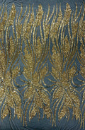 Feather damask shiny sequin design on a 4 way stretch mesh Fabric-sold by The yard.