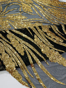 Feather damask shiny sequin design on a 4 way stretch mesh Fabric-sold by The yard.