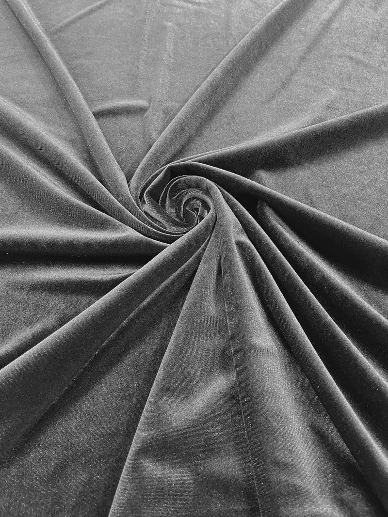 Gray Solid Stretch Velvet Fabric  58/59" Wide 90% Polyester/10% Spandex By The Yard.