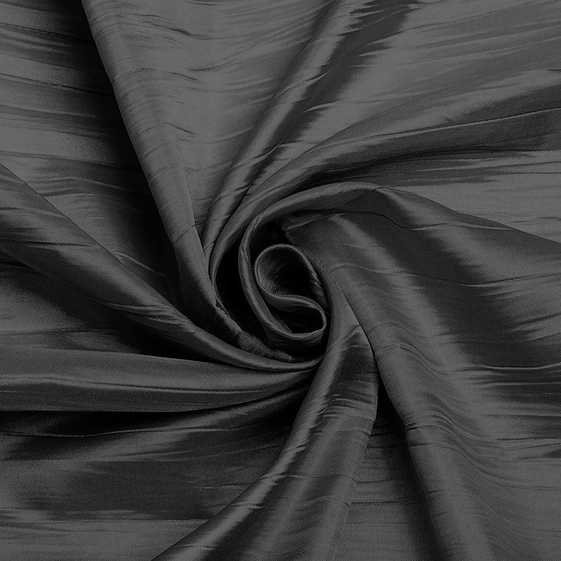 Gray - Crushed Taffeta Fabric - 54" Width - Creased Clothing Decorations Crafts - Sold By The Yard