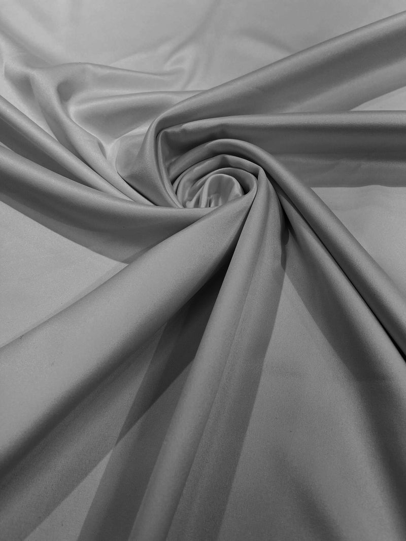 Gray Solid Matte Stretch L'Amour Satin Fabric 95% Polyester 5% Spandex/58" Wide/ By The Yard