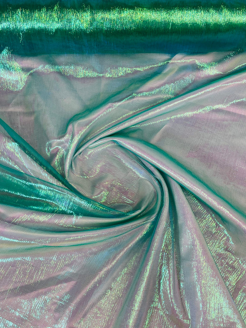 Green Solid Crush Iridescent Shimmer Organza Fabric 45" Wide, Sold by The Yard.