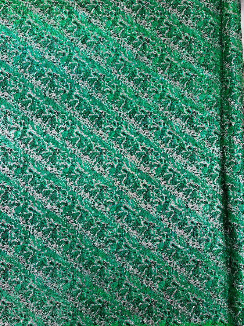 Snake Design Shattered Glass Nylon Spandex Fabric, 4-Way Stretch, by The Yard.
