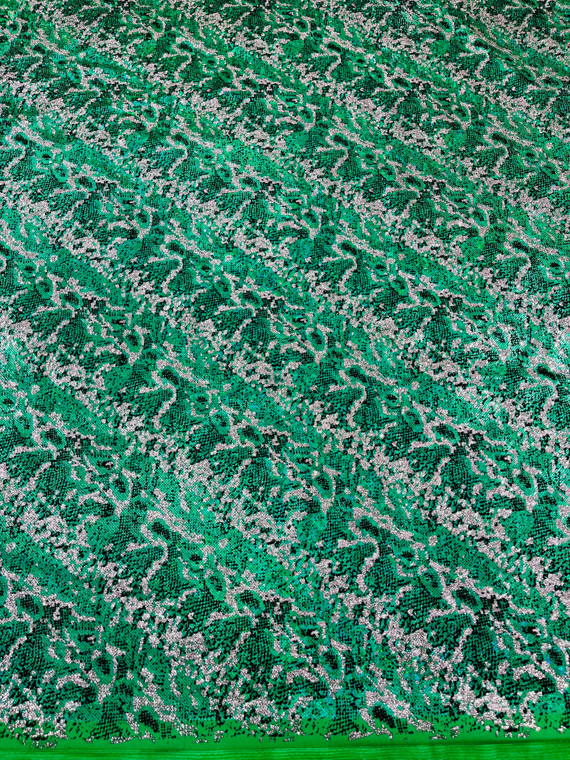 Snake Design Shattered Glass Nylon Spandex Fabric, 4-Way Stretch, by The Yard.