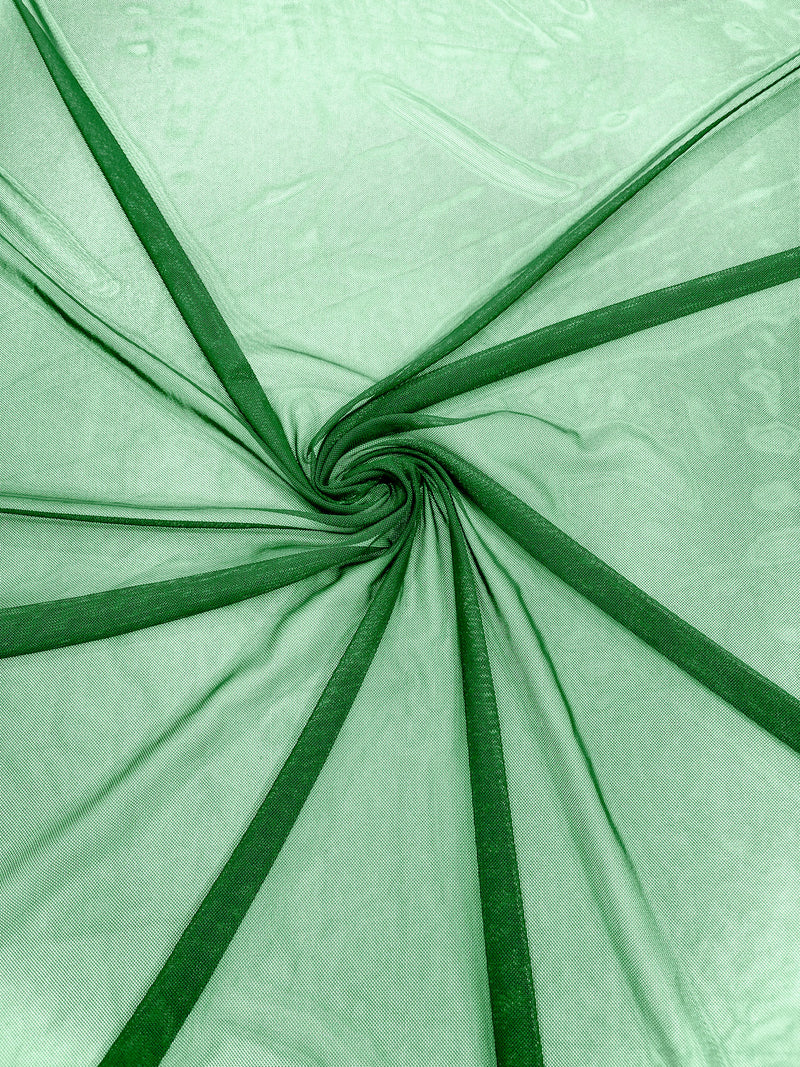 Green 60" Wide Solid Stretch Power Mesh Fabric Spandex/ Sheer See-Though/Sold By The Yard.