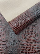 Glossy Two Tone Gator Fake Leather Upholstery, 3D Crocodile Skin Texture Faux Leather PVC Vinyl, 54" Wide