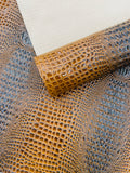Glossy Two Tone Gator Fake Leather Upholstery, 3D Crocodile Skin Texture Faux Leather PVC Vinyl, 54" Wide
