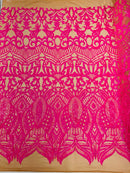 ROYALTY SEQUIN DAMASK ON STRETCH MESH FABRIC (By The Yard)