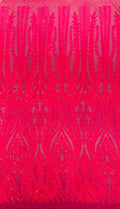 Damask design with sequins embroider on a 4 way stretch mesh fabric.