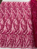 Feather and Vine Beaded Lace Fabric, by The Yard