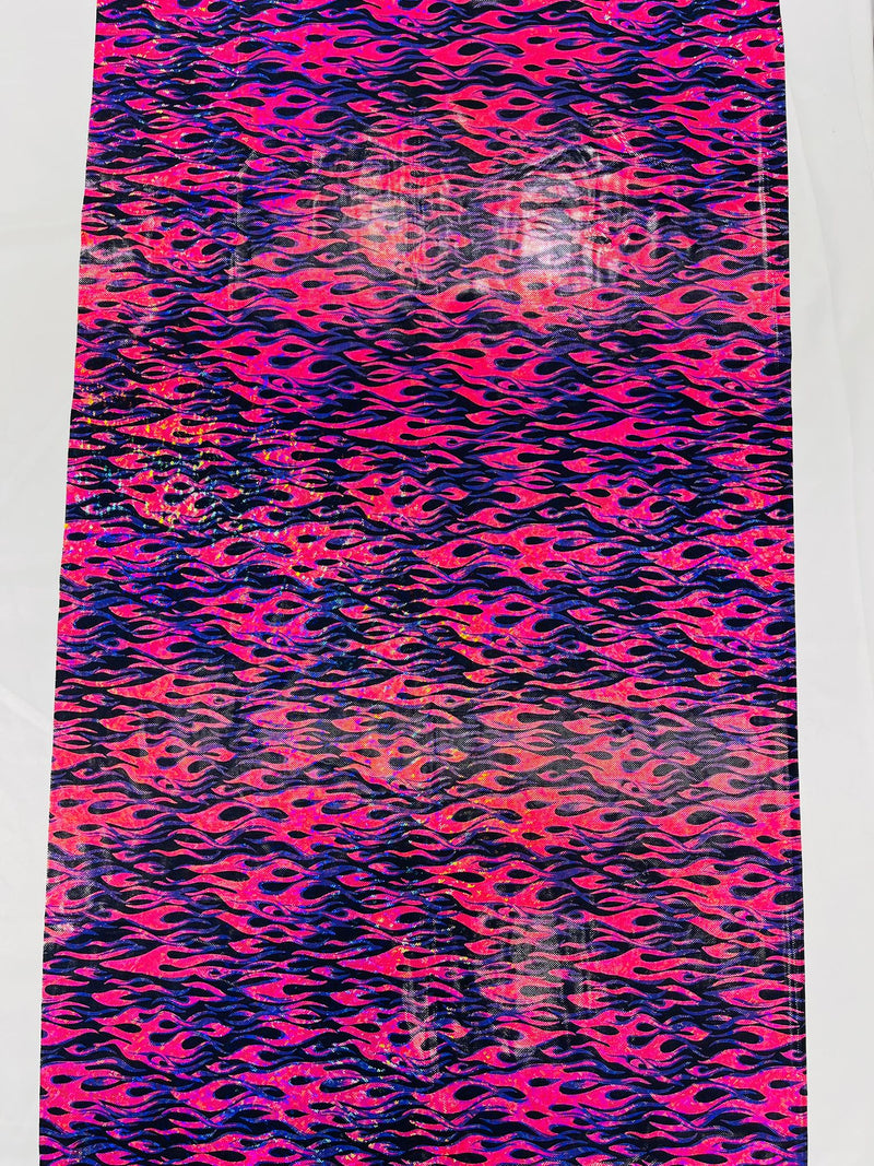 Holographic Flames Foil Printed Spandex Fabric (By The Yard)