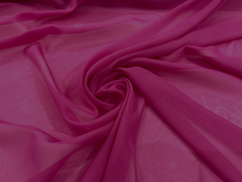 Hot Pink 58/60" Wide 100% Polyester Soft Light Weight, Sheer, See Through Chiffon Fabric Sold By The Yard.