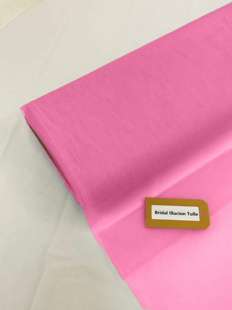 Hot Pink - Bridal Illusion Tulle 108"Wide  Polyester Premium Tulle Fabric Bolt, By The Roll.