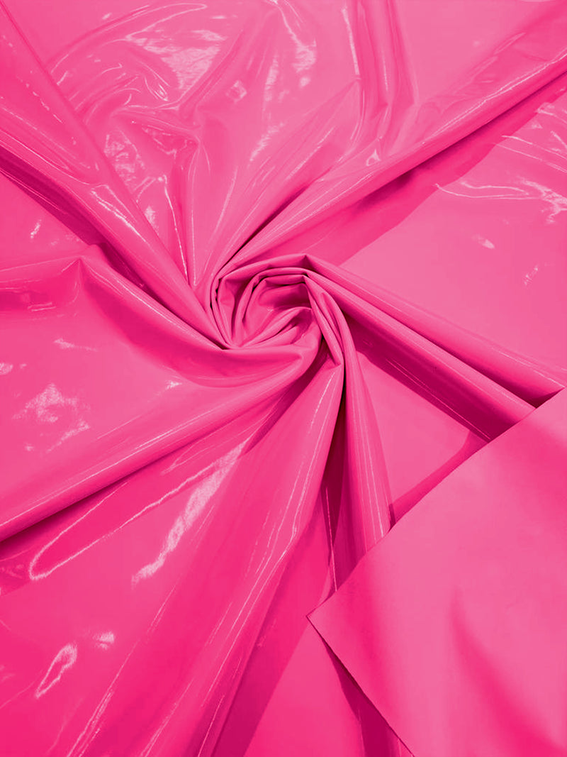 Hot Pink - Spandex Shiny Vinyl Fabric (Latex Stretch) - Sold By The Yard