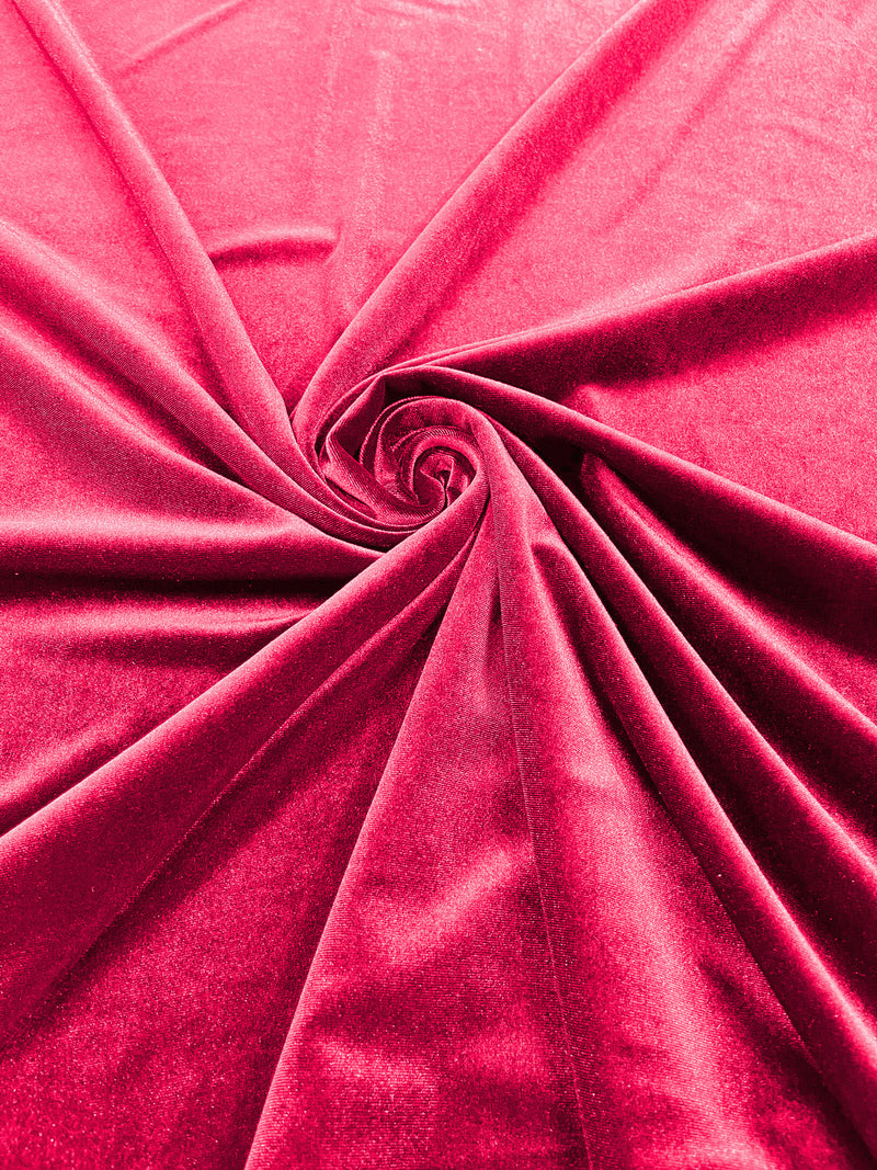 Hot Pink Solid Stretch Velvet Fabric  58/59" Wide 90% Polyester/10% Spandex By The Yard.