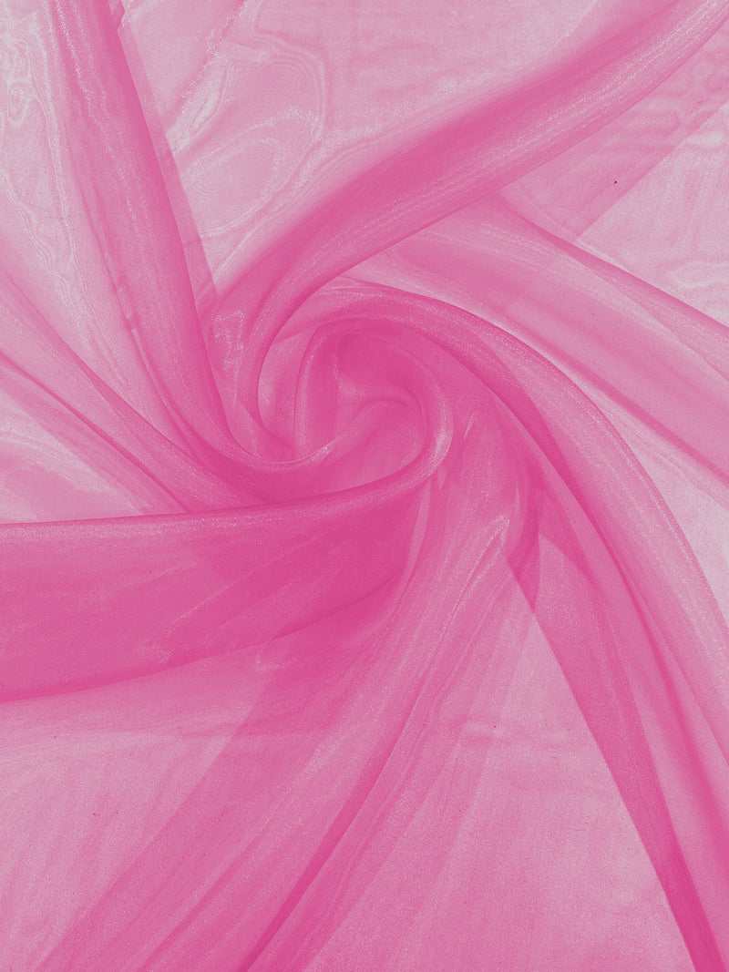 Hot Pink Solid Light Weight, Sheer, See Through Crystal Organza Fabric 60" Wide ByTheYard.