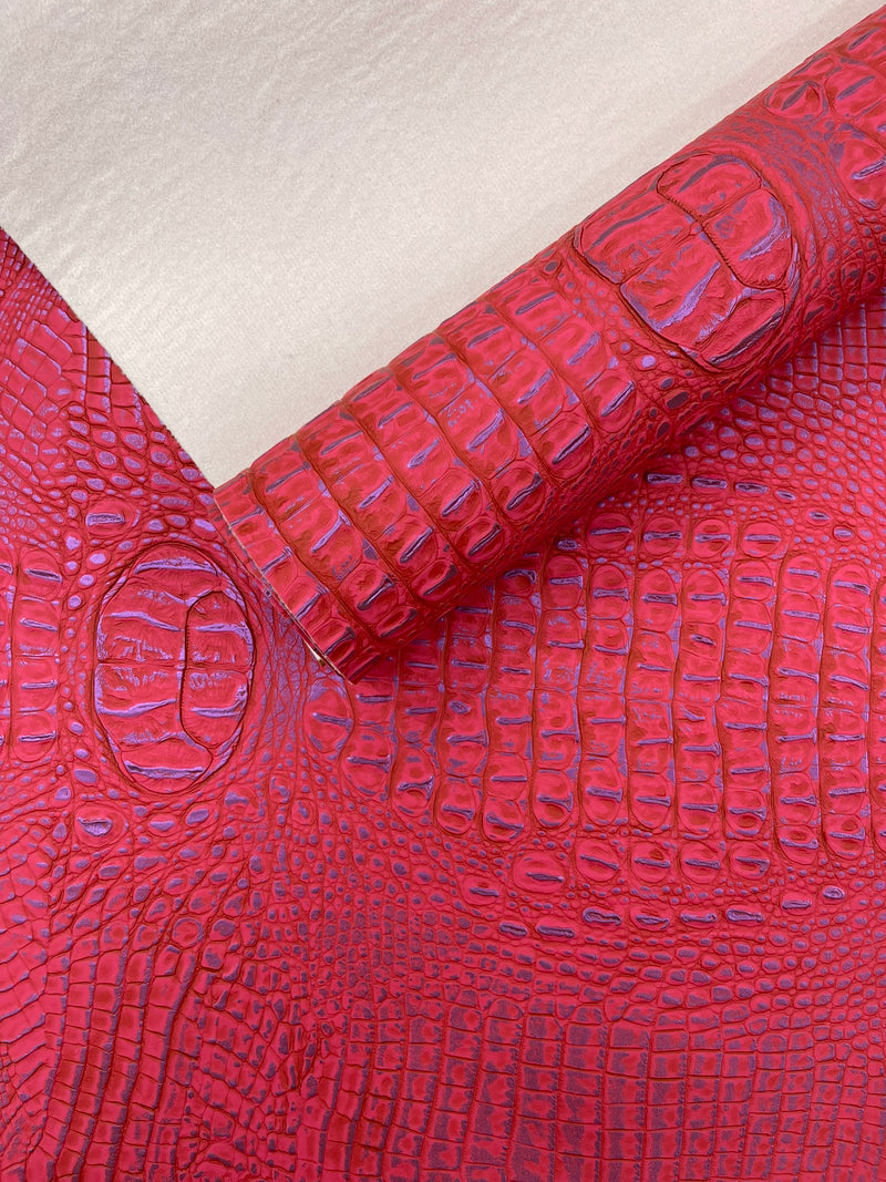 Metallic Gator Vinyl Fabric 54" Wide / Upholstery Crafting Accessories Applications Faux Leather PVC.