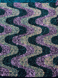Wave Sequin Design On A Stretch Velvet Fabric/Costumes/Cosplays/Prom.