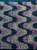 WAVE SEQUIN VELVET FABRIC (By The Yard)