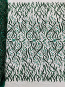 JEWEL VINE BEADED LACE ON MESH FABRIC (By The Yard)