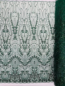 Modern Luxury Beaded Fabric Embroidered on a Mesh Lace, Sold by The Yard.