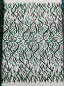 JEWEL VINE BEADED LACE ON MESH FABRIC (By The Yard)