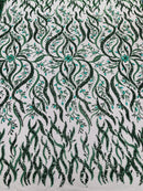 JEWEL VINE BEADED LACE ON MESH FABRIC (By The Yard)