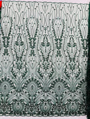 Modern Luxury Beaded Fabric Embroidered on a Mesh Lace, Sold by The Yard.