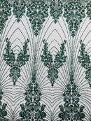 Royalty Damask Beaded Lace Luxury on Mesh, by The Yard.