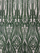 Damask design with sequins embroider on a 4 way stretch mesh fabric (By The Yard)