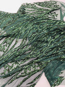 Vine/Root Sequin 4 Way Stretch Mesh Fabric, by The Yard.