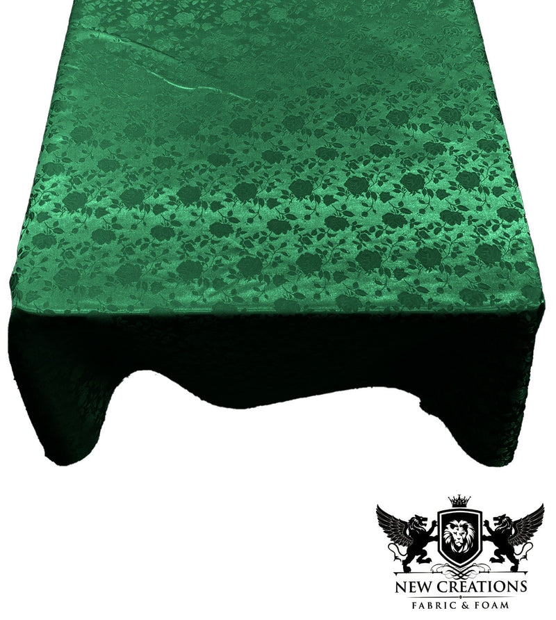 Square Tablecloth Roses Jacquard Satin Overlay for Small Coffee Table Seamless. (45" Inches x 45" Inches)