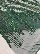 Damask design with sequins embroider on a 4 way stretch mesh fabric (By The Yard)