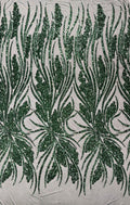 Feather damask shiny sequin design on a 4 way stretch mesh Fabric-sold by The yard.