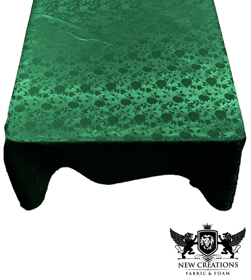 Square Tablecloth Roses Jacquard Satin Overlay for Small Coffee Table Seamless. (58" Inches x 58" Inches)