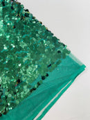 ROUND PALLETTE SEQUIN ON MESH FABRIC (By The Yard)