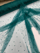 Pearl Glitter Studded Mesh, 2-Way Stretch Shimmer Mesh Fabric, Sold by the yard.