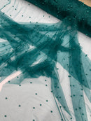 Pearl Glitter Studded Mesh, 2-Way Stretch Shimmer Mesh Fabric, Sold by the yard.