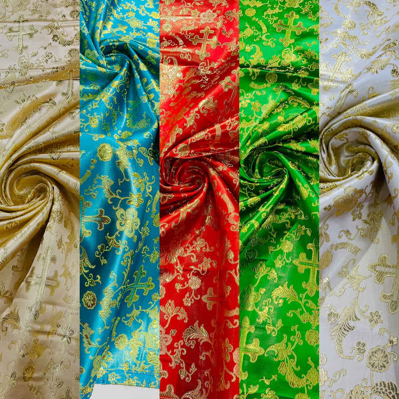 METALLIC SMALL CROSS JACQUARD SATIN (by the yard)