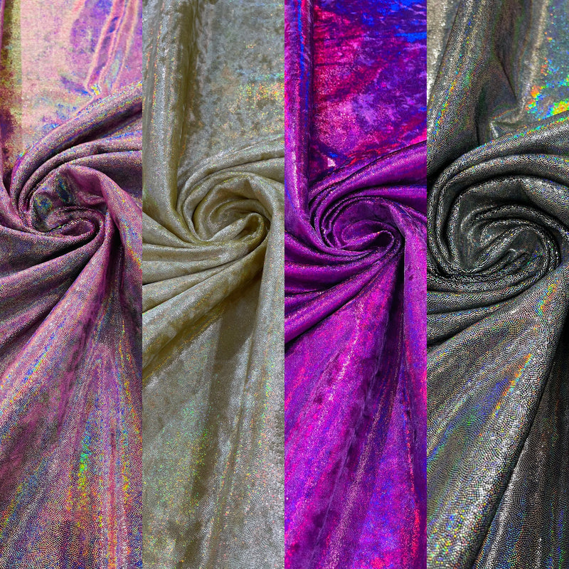 OIL SLICK IRIDESCENT FOGGY FOIL STRETCH VELVET (By The Yard