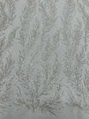 VINE BEADED LACE ON MESH FABRIC (By The Yard)