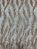 VINE BEADED LACE ON MESH FABRIC (By The Yard)
