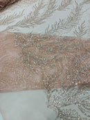 VINE BEADED LACE ON MESH FABRIC (By The Yard)