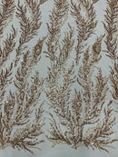 VINE BEADED LACE ON MESH FABRIC (By The Yard)