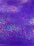 Leopard oil spill metallic print on a stretch nylon spandex tricot/milliskin -sold by the yard.
