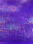 Leopard oil spill metallic print on a stretch nylon spandex tricot/milliskin -sold by the yard.